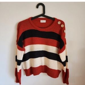 Bold striped crop sweater in size Large